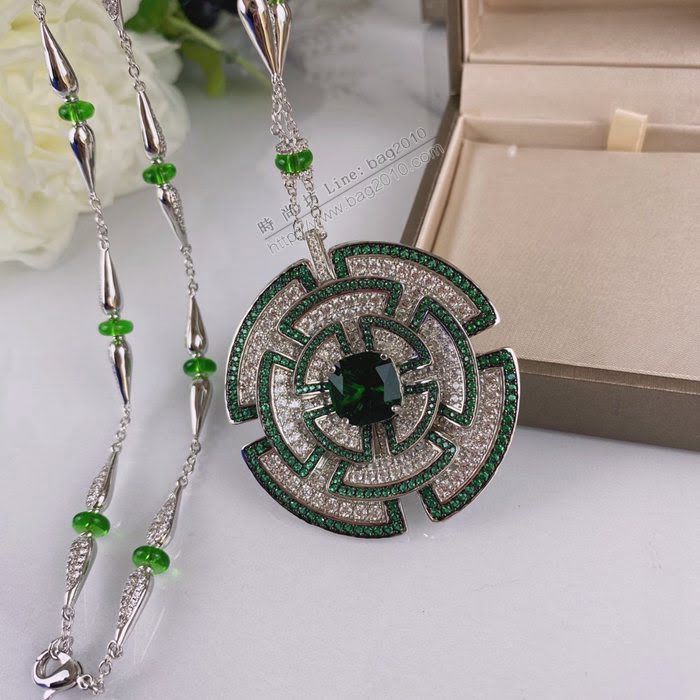 Bvlgari飾品 寶格麗精工大綠餅項鏈 秋冬火爆寶格麗圓餅項鏈  zgbq3308